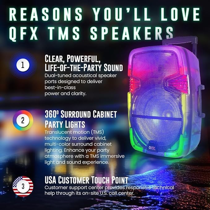 Crystal Clear Sound, Bright Party Lights, Portable & Easy to Use | 8" - Image 2