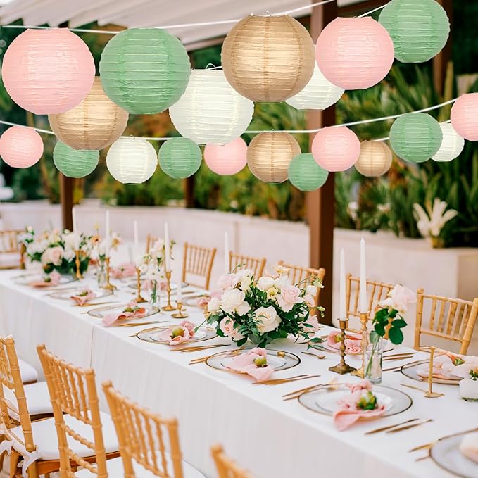 ADLKGG Paper Lanterns Party Decorative, Round Hanging Paper Lanterns Wedding - Image 2