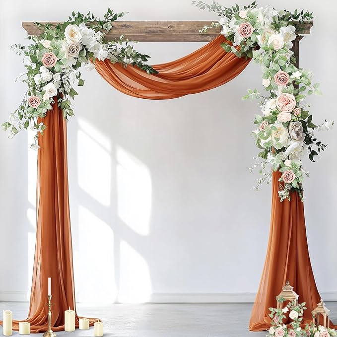 Socomi Wedding Arch Draping Fabric 3 Panels 29" x 19Ft Terracotta Sheer Chiffon by Socomi