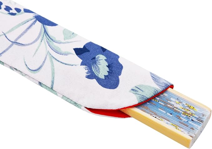 Amajiji 8.27" Hand Held Bamboo Silk Folding Fan Hand Fan, Chinese/Japanese - Image 6