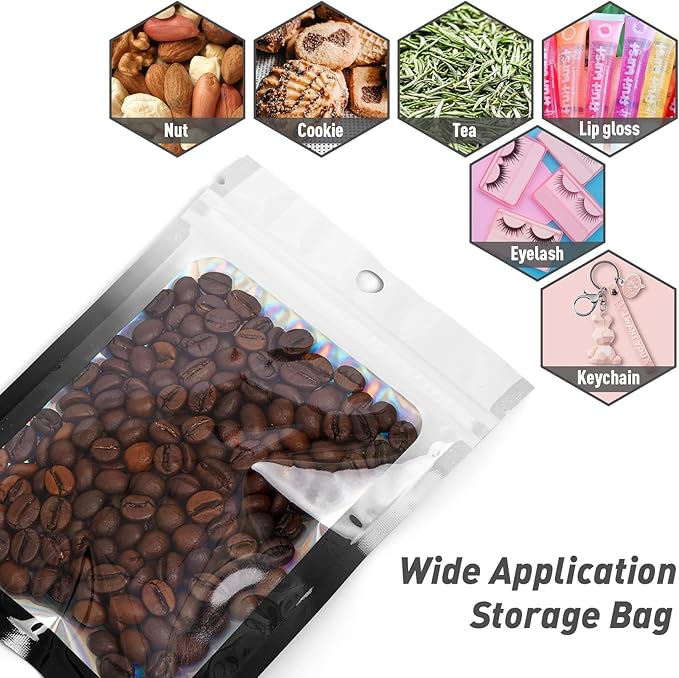 Funfery 100 Pack Gradient Holographic Bags, Resealable Bags - Image 4