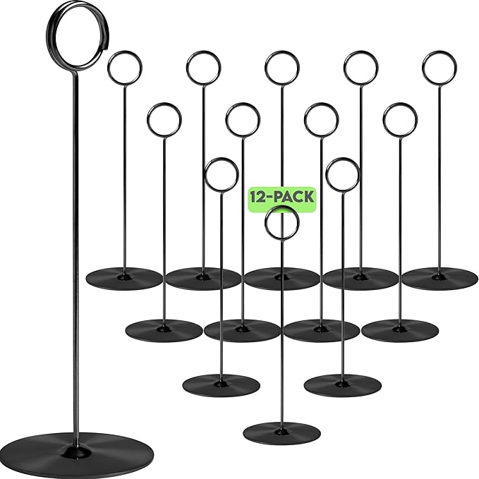 Gray Bunny Metal Table Number Holders, 12 Pack, 8 in Tall, Card Holders by GrayBunny
