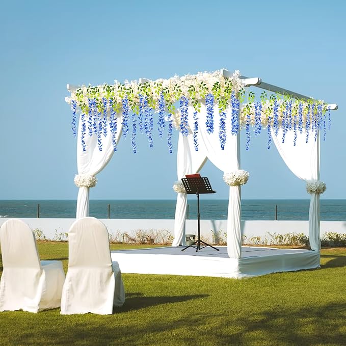 5 Pack Royal Blue Wisteria Hanging Flowers Garland, 3.77 Feet Artificial Flower - Image 4