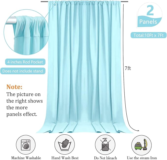 10 x 7 Feet Light Blue Backdrop Curtain - Image 2