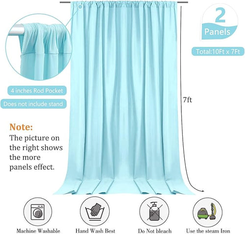 10 x 7 Feet Light Blue Backdrop Curtain - Image 2