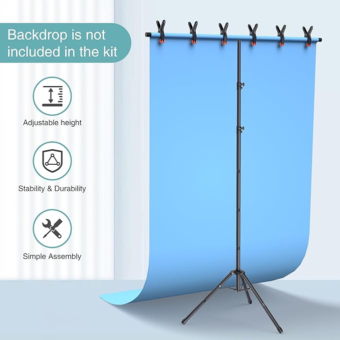 T-Shape Backdrop Stand 8x5.3FT, Height and Width Adjustable Background Stand - Image 7