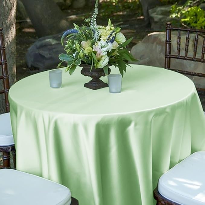 fani 6 Pack 120 Inch Sage Green Satin Tablecloth - Image 3