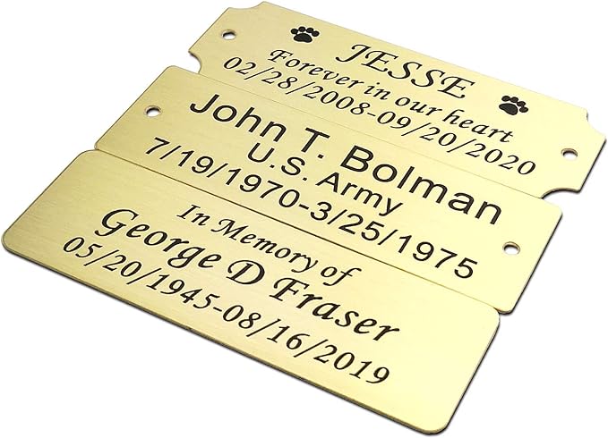 3" W x 1" H Personalized Custom Engraved Brushed Gold Solid Brass Plate Frame - Image 2