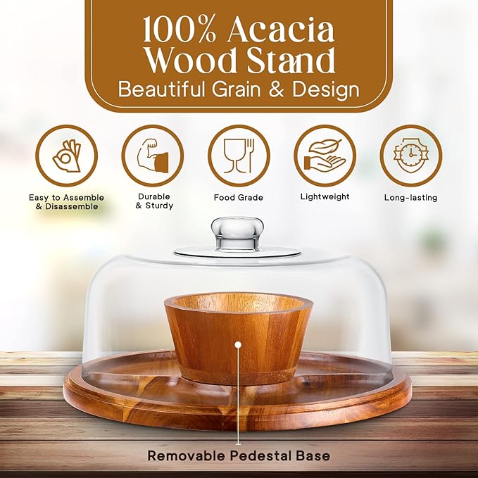 Homeries Acacia Wood Cake Stand - Image 3