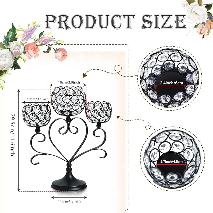 2 Pcs 3-Arm Heart Tea Light Candle Holder - Image 3