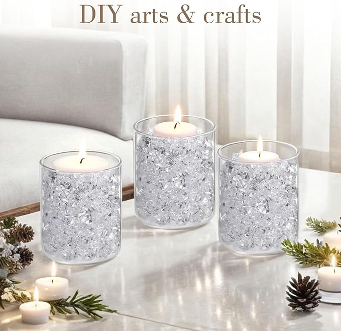 DomeStar 1000PCS Fake Ice, Acrylic Fake Diamonds Vase Filler Plastic Gems Clear - Image 3