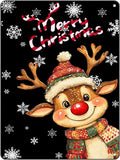 Merry Christmas Reindeer Metal Tin Sign by GJXFTPTTBD