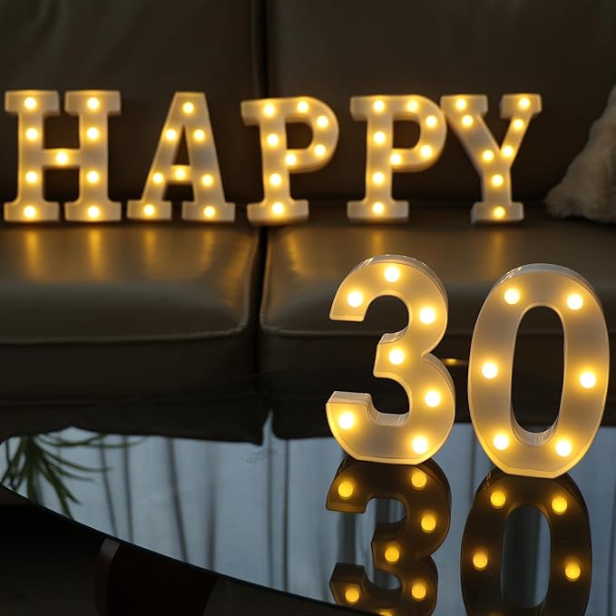 Decorative Led Light Up Numbers, 30th Birthday Decorations, Warm White Led - Image 5