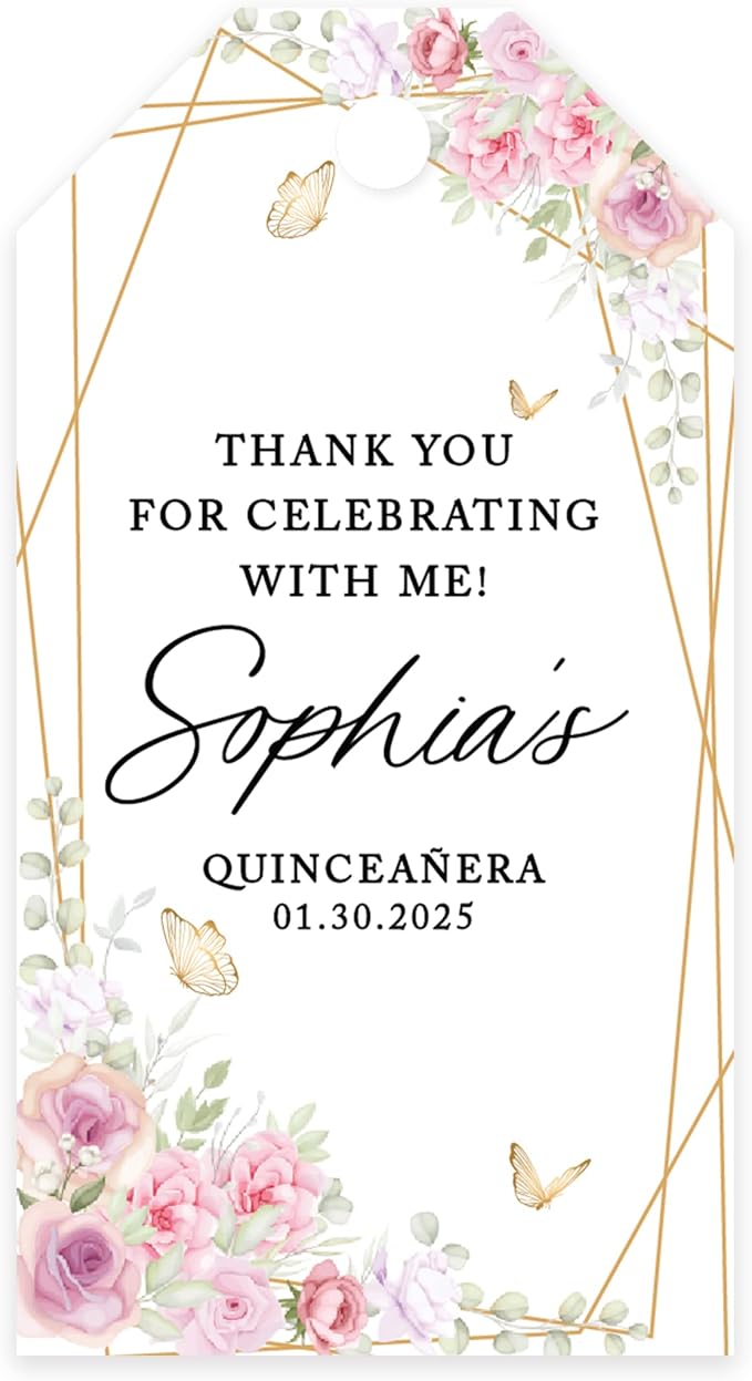 Andaz Press 40-Pack Personalized Quinceañera Favor Tags by AndazPress