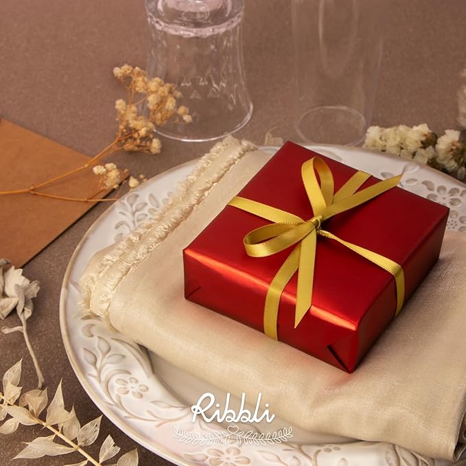Ribbli Gold Satin Ribbon Double Faced Satin 1/4 Inch x Continuous 100 - Image 2