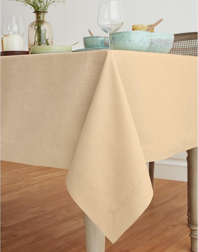 Solino Home Beige Linen Tablecloth 60 x 90 Inch - Image 3