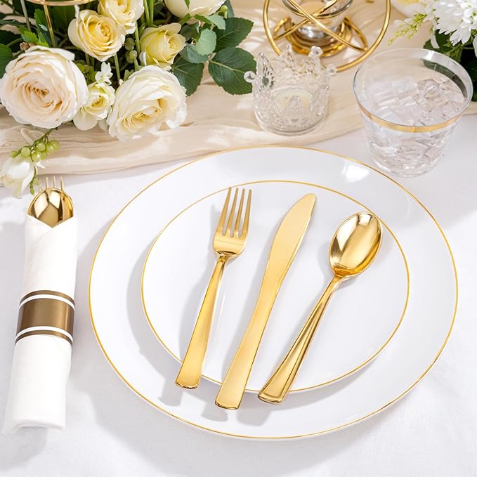KIRE 175PCS Gold Plates Disposable - Image 5