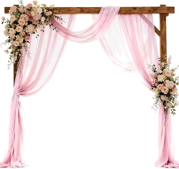 Wedding Arch Draping Fabric 29" x 18 FT Light Pink Sheer Chiffon Outdoor by Jevix