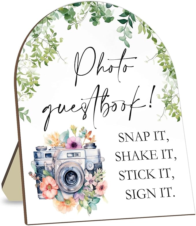 Wedding Photo Theme Desk Decor, Eucalyptus Leaf Decor Party Welcome Sign by CelebrateEveryMoment