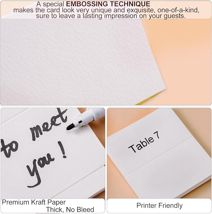 120 Pcs Premium Place Cards, 2x3.5in Small Tent Cards, Blank Fillable Banquet - Image 3