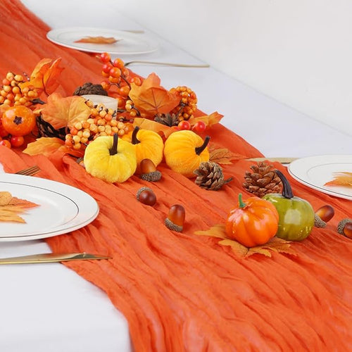 10 Packs Orange Halloween Table Runner Cheesecloth 10FT Fall Burnt Orange - Image 2
