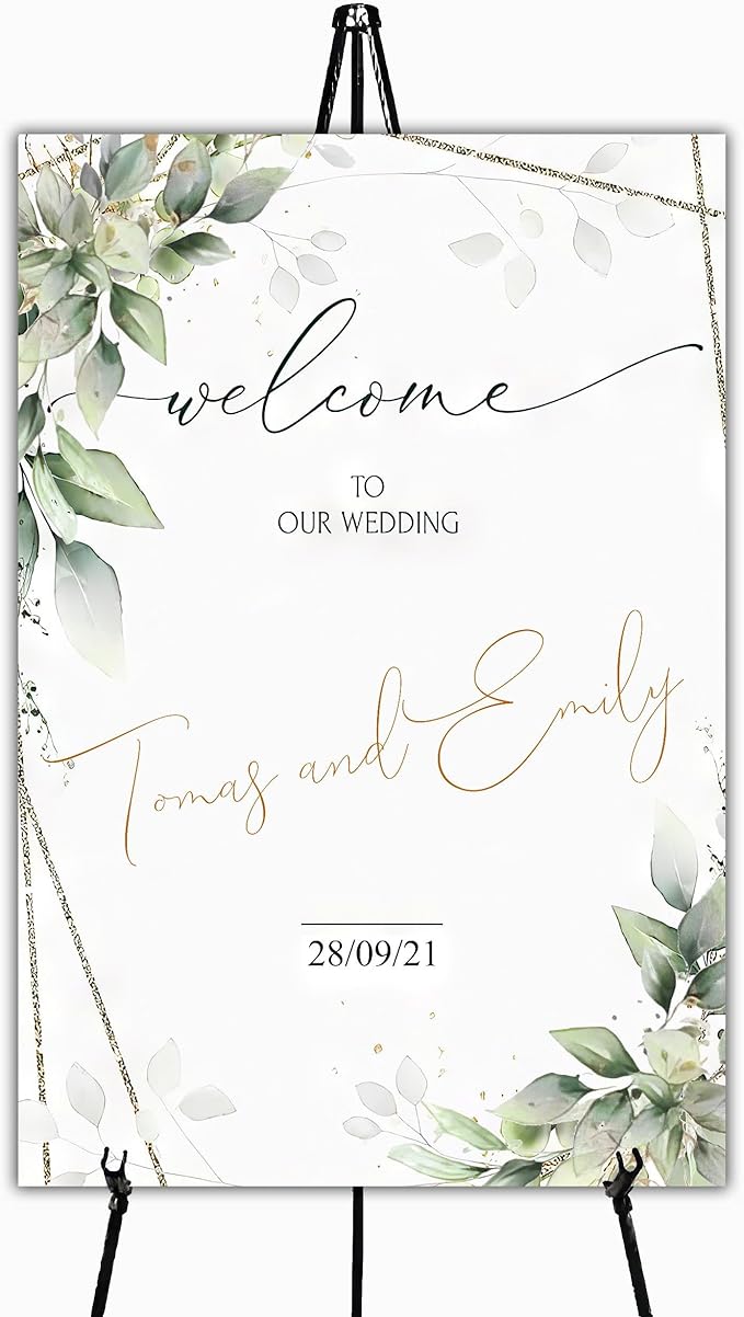Editable Welcome Sign, Welcome Sign, Geometric Greenery Sign, Eucalyptus by Custom