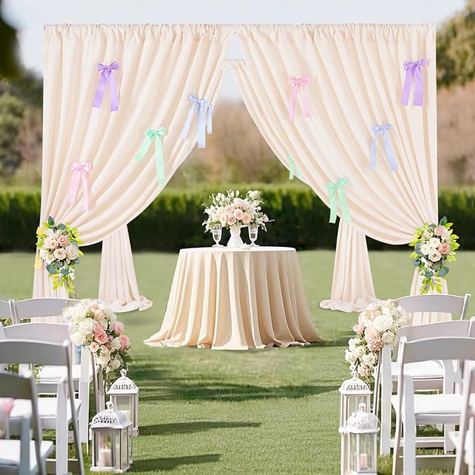 Ivory Backdrop Curtain: 5.8×8ft Backdrop Solid Color Wrinkle Resistant - Image 2