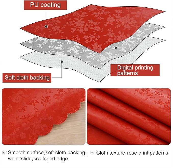 Smiry Square Table Cloth, Waterproof Heavy Duty Vinyl Tablecloths, Wipeable - Image 3