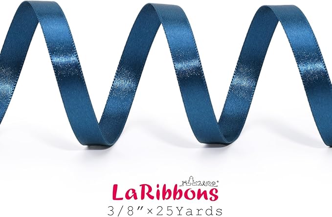 LaRibbons Navy Satin Ribbon 3/8 Inch 25 Yards Luxury Double Faced Blue Silk - Image 6