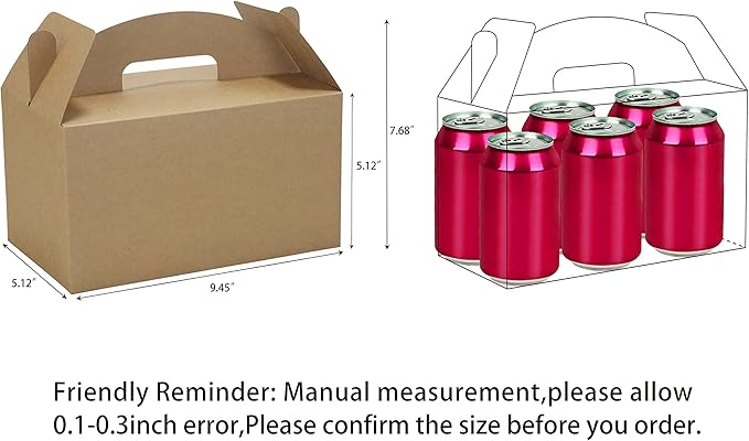 HUAPRINT Brown Treat Boxes Large Bulk, Gable Boxes 30 Pack 9.45x5x5Inches - Image 2