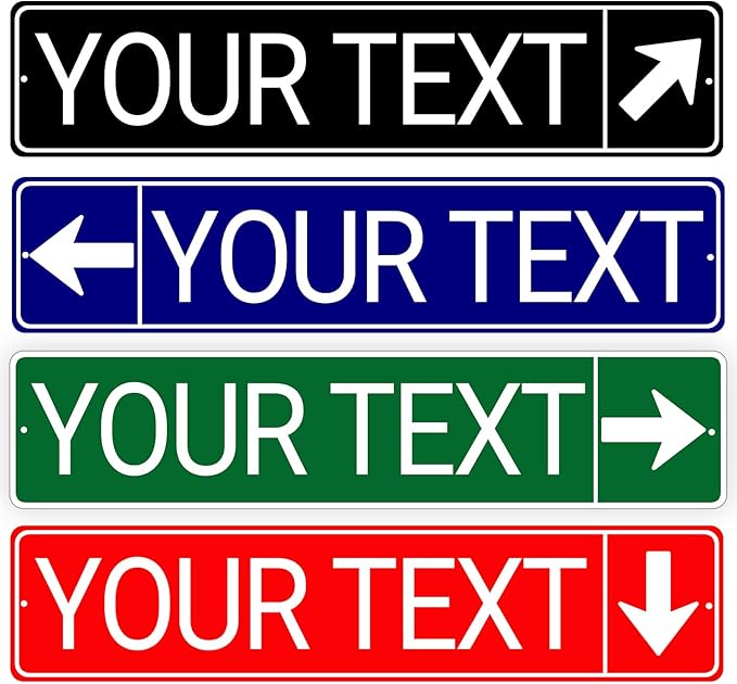 Custom Street Sign, Reflective Option, Directional Arrow Signs, 6x24 Inches by SignSigts