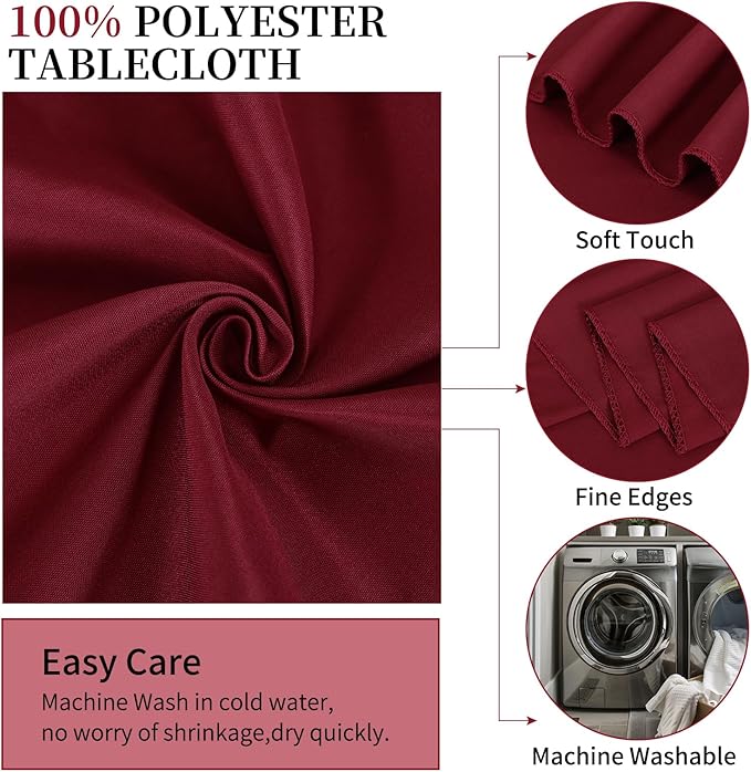 10 Pack Burgundy Round Tablecloths - Image 4