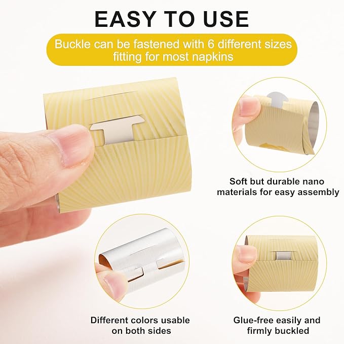 Polymer Material Reusable Napkin Band, Glue-Free Tear-Proof Water Resistant - Image 6