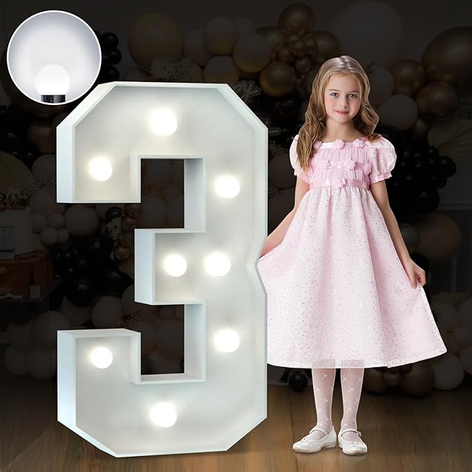 Marquee Numbers 3 Feet Tall Big Light Up Numbers 3rd 13th 30th Happy Birthday by Letsmakeitimpressive