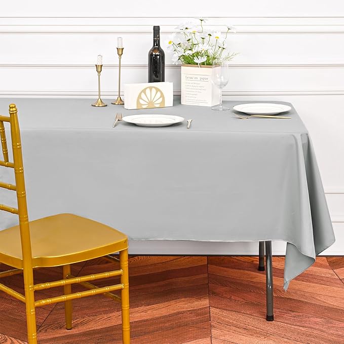 6 Pack Light Grey Rectangular Tablecloths, 60 x 126 Inch, Polyester/Fabric - Image 5