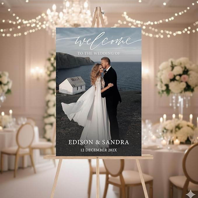 Personalized Wedding Photo Acrylic Welcome Sign – Custom Picture Board - Image 3