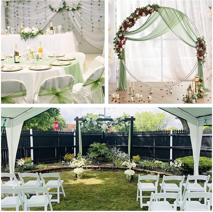 Sage Arch Drapes for Wedding Arch Draping Fabric Sheer Backdrop Curtain for - Image 6