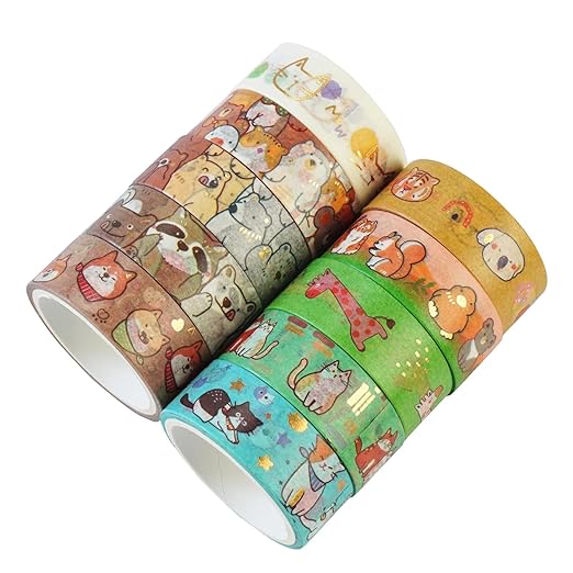 20 Rolls Cute Animals Washi Tape Set, DIY Arts Crafts, Scrapbooking, Holiday - Image 2