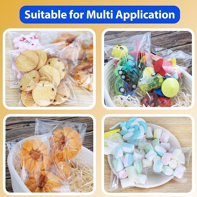 PigPotParty 3"x5" Cellophane Cookie Bags Self Sealing, Party Favors, Gift - Image 4