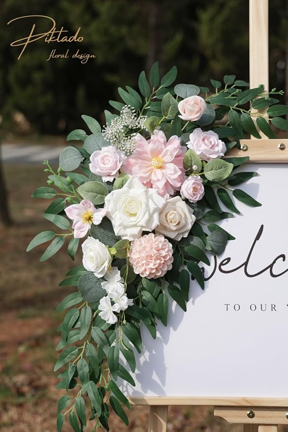 Faux Flower Swag Set of 2 for Wedding Welcome Signs Floral Swag Wedding - Image 6