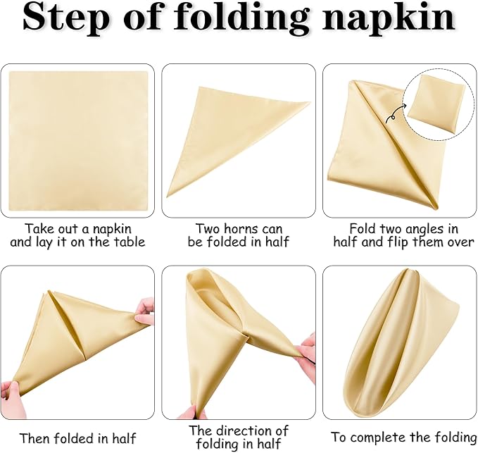 Aneco 12 Pieces Satin Napkins Soft Dinner Napkins Square Weddings Table Napkin - Image 3