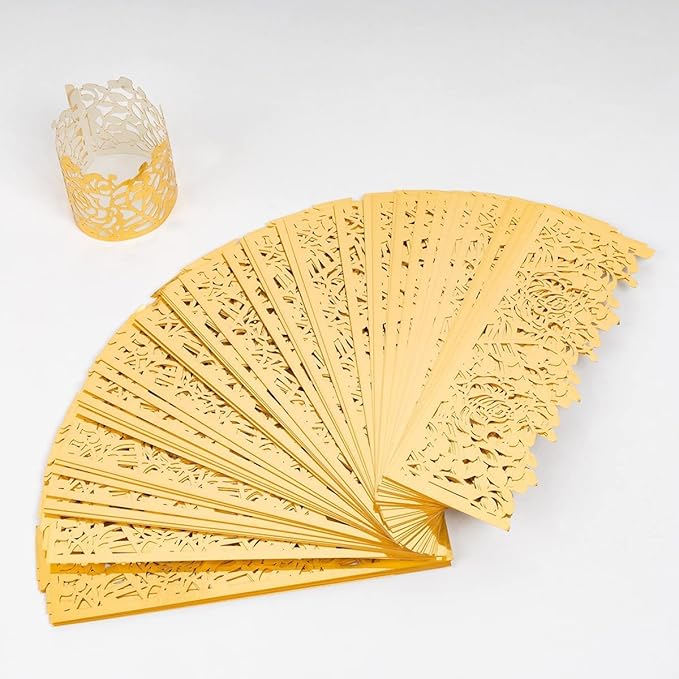100pcs Disposable Rose Flower Paper Napkin Rings Laser Cut Foil Paper Napkin - Image 4
