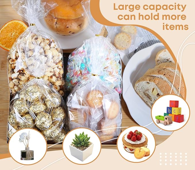 SUREHOME Cellophane Bags, 100 Pack Clear Gift Bag Cellophane Treat Bags - Image 6