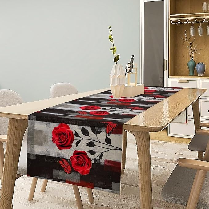 Abstract Art Rose Table Runner, 13x120 Inch - Image 6