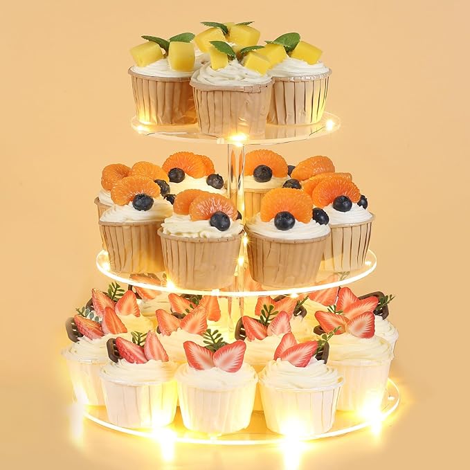 3 Tier Round Cupcake Stand Cupcake Holder, Acrylic Cupcake Tower by HENABLE