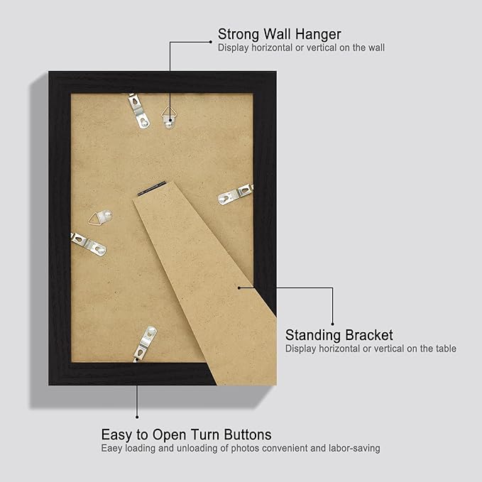 6x9 Picture Frame Set of 4, Wood Rustic 6 x 9 Photo Frames - Image 5