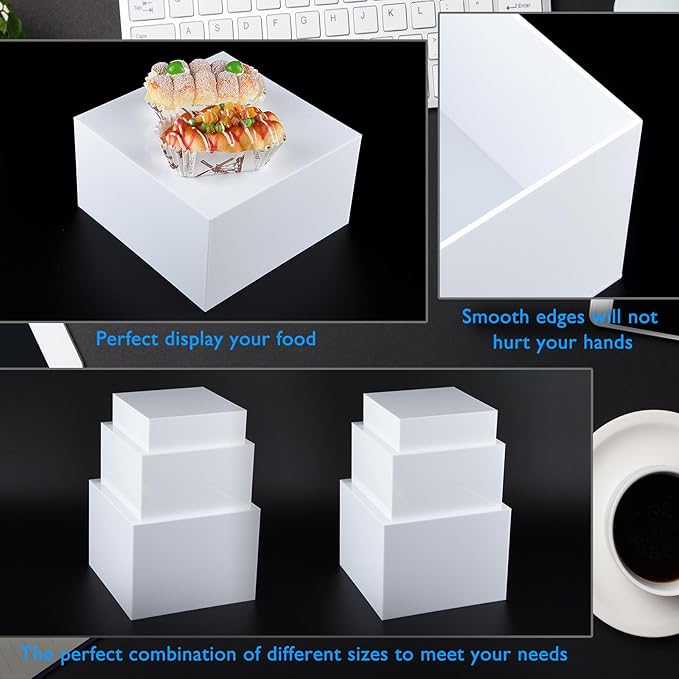 6Pcs White Buffet Risers, Acrylic Display Stand - Image 4