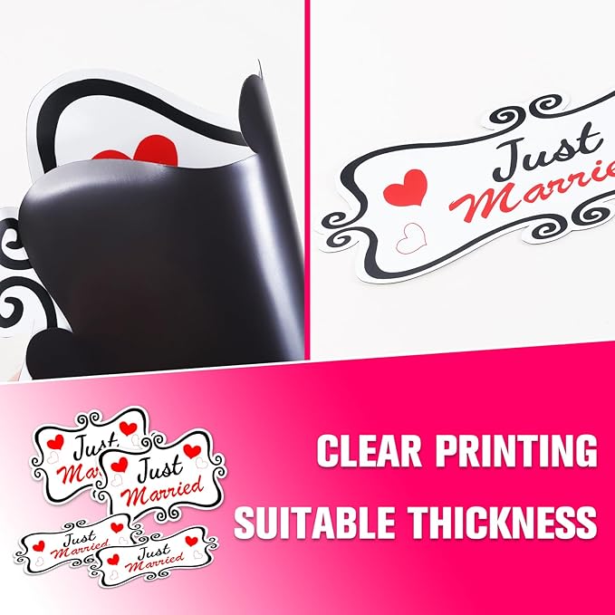 Just Married Car Magnet Set, Marry Me Magnetic Sign - Image 6