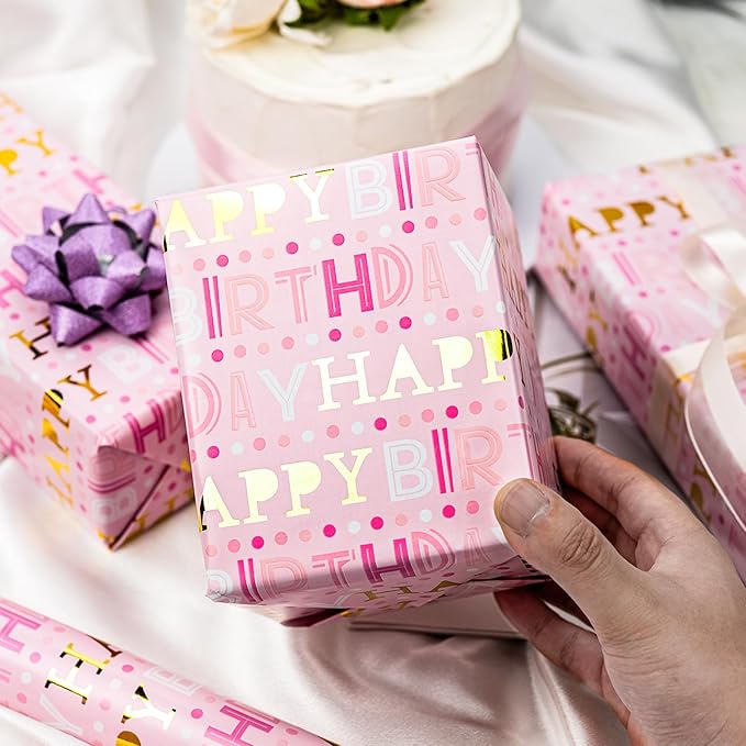 Yarcony Girl Birthday Wrapping Paper, Baby Shower - Image 6