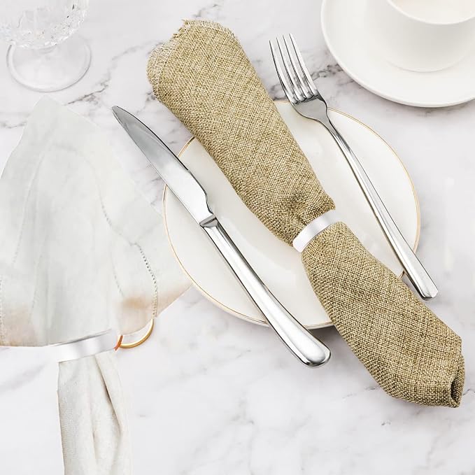 Silvery Napkin Rings-10 Pcs Stainless Steel Napkin Rings, Metal Napkin Ring - Image 5